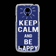 Coque Samsung Galaxy S4mini Keep Calm Be Happy Bleu