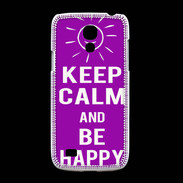 Coque Samsung Galaxy S4mini Keep Calm Be Happy Violet