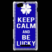 Coque Sony Xperia M Keep Calm Be lucky Bleu