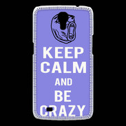Coque Samsung Galaxy Mega Keep calm Be Crazy Bleu
