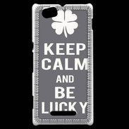 Coque Sony Xperia M Keep Calm Be lucky Gris