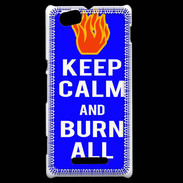 Coque Sony Xperia M Keep Calm Burn Bleu