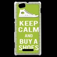 Coque Sony Xperia M Keep Calm Buy Shoes Vert Pomme