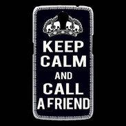 Coque Samsung Galaxy Mega Keep Calm Call friend Noir