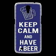 Coque Samsung Galaxy Mega Keep Calm Have a beer Bleu