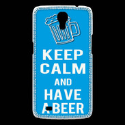 Coque Samsung Galaxy Mega Keep Calm Have a beer Cyan