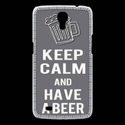 Coque Samsung Galaxy Mega Keep Calm Have a beer Gris