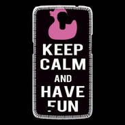 Coque Samsung Galaxy Mega Keep Calm Have fun Noir