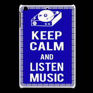 Coque iPadMini Keep Calm Listen music Bleu
