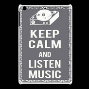 Coque iPadMini Keep Calm Listen music Gris