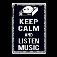Coque iPadMini Keep Calm Listen music Noir