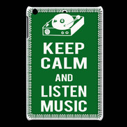 Coque iPadMini Keep Calm Listen music Vert