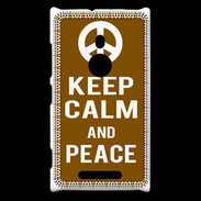 Coque Nokia Lumia 925 Keep Calm Peace Marron
