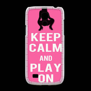 Coque Samsung Galaxy S4mini Keep Calm Play on Rose