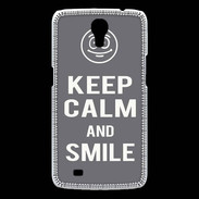 Coque Samsung Galaxy Mega Keep Calm Smile Gris