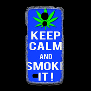 Coque Samsung Galaxy S4mini Keep Calm Smoke it Bleu