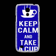 Coque Samsung Galaxy S4mini Keep Calm Take a cup Bleu