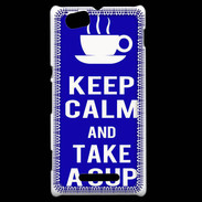 Coque Sony Xperia M Keep Calm Take a cup Bleu