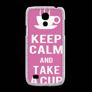 Coque Samsung Galaxy S4mini Keep Calm Take a cup Rose