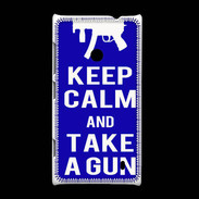 Coque Nokia Lumia 520 Keep Calm Take a gun Bleu