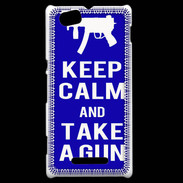 Coque Sony Xperia M Keep Calm Take a gun Bleu