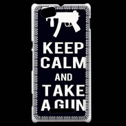 Coque Sony Xperia M Keep Calm Take a gun Noir
