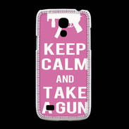 Coque Samsung Galaxy S4mini Keep Calm Take a gun Rose
