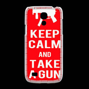 Coque Samsung Galaxy S4mini Keep Calm Take a gun Rouge