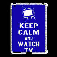Coque iPad 2/3 Keep Calm Watch TV Bleu