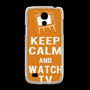 Coque Samsung Galaxy S4mini Keep Calm Watch TV Orange