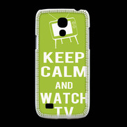 Coque Samsung Galaxy S4mini Keep Calm Watch TV Vert pomme