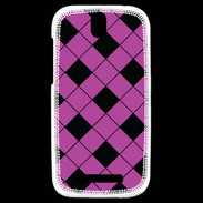 Coque HTC One SV losange noir & rose