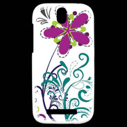 Coque HTC One SV motif floral bleu