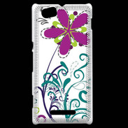 Coque Sony Xperia M motif floral bleu