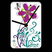 Grande pendule murale motif floral bleu