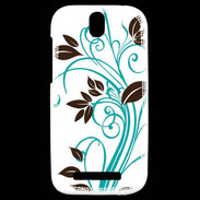 Coque HTC One SV motif floral bleu clair