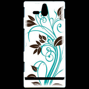 Coque Sony Xperia U motif floral bleu clair