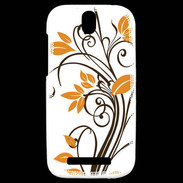 Coque HTC One SV motif floral marron