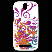 Coque HTC One SV motif floral orange