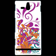 Coque Sony Xperia U motif floral orange