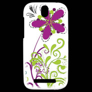 Coque HTC One SV motif floral vert