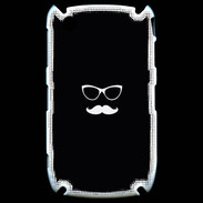 Coque Blackberry 8520 moustache noir & blanc