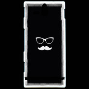 Coque Sony Xperia U moustache noir & blanc