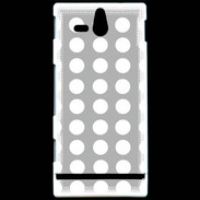 Coque Sony Xperia U pois gris & blanc