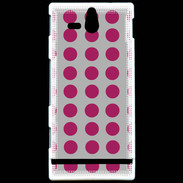 Coque Sony Xperia U pois gris & framboise
