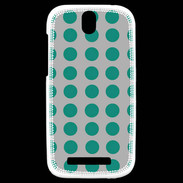Coque HTC One SV pois gris & turquoise