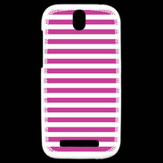 Coque HTC One SV rayures blanches et roses