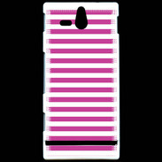 Coque Sony Xperia U rayures blanches et roses