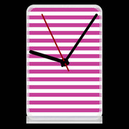 Pendule de bureau rayures blanches et roses