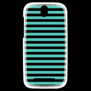 Coque HTC One SV rayures noires et bleues